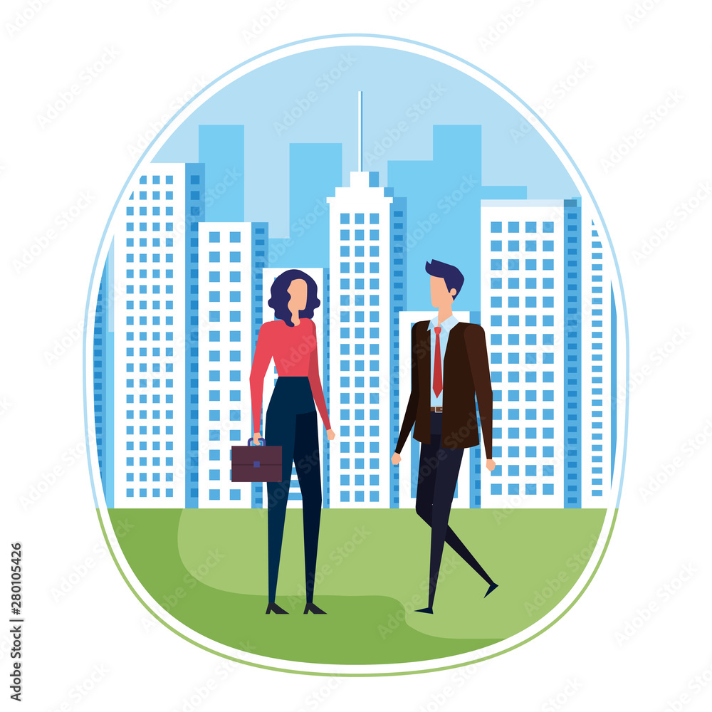 elegant young business couple on the city elegant young business couple on the city