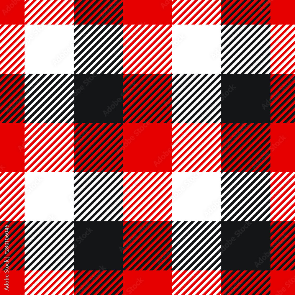 Seamless black white and red lumberjack textile striped pattern vector Seamless black white and red lumberjack textile striped pattern vector
