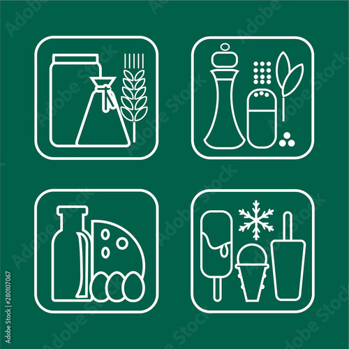 Department store outline food icons set. Vectorillustration.
