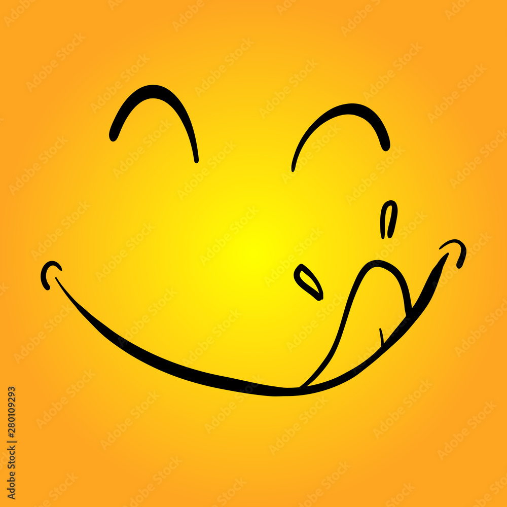 hand drawn Yummy face tongue smile delicious icon logo hand drawn Yummy face tongue smile delicious icon logo