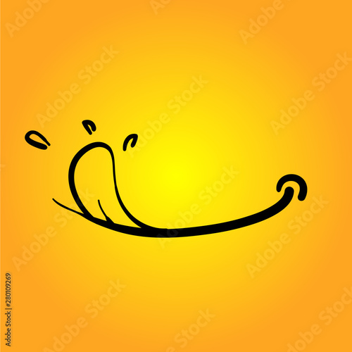 hand drawn Yummy face tongue smile delicious icon logo