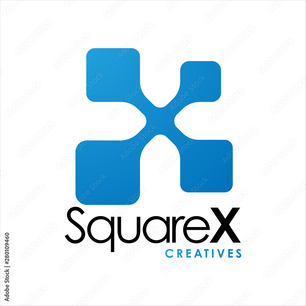 Obraz premium X tech on simple modern square logo design.