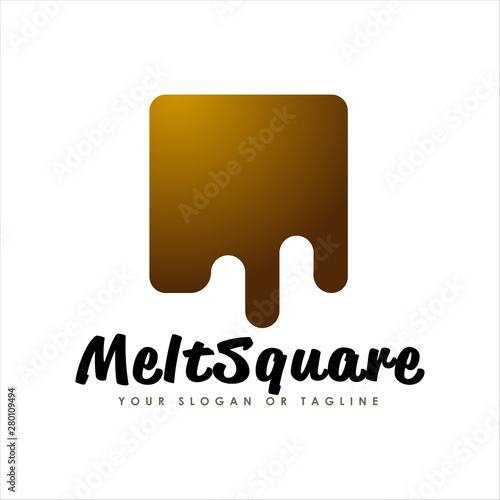 simple modern melt chocolate square logo design.