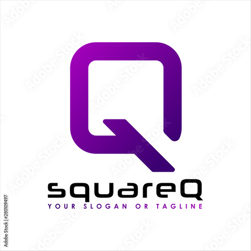 Letter Q on simple modern square logo design.