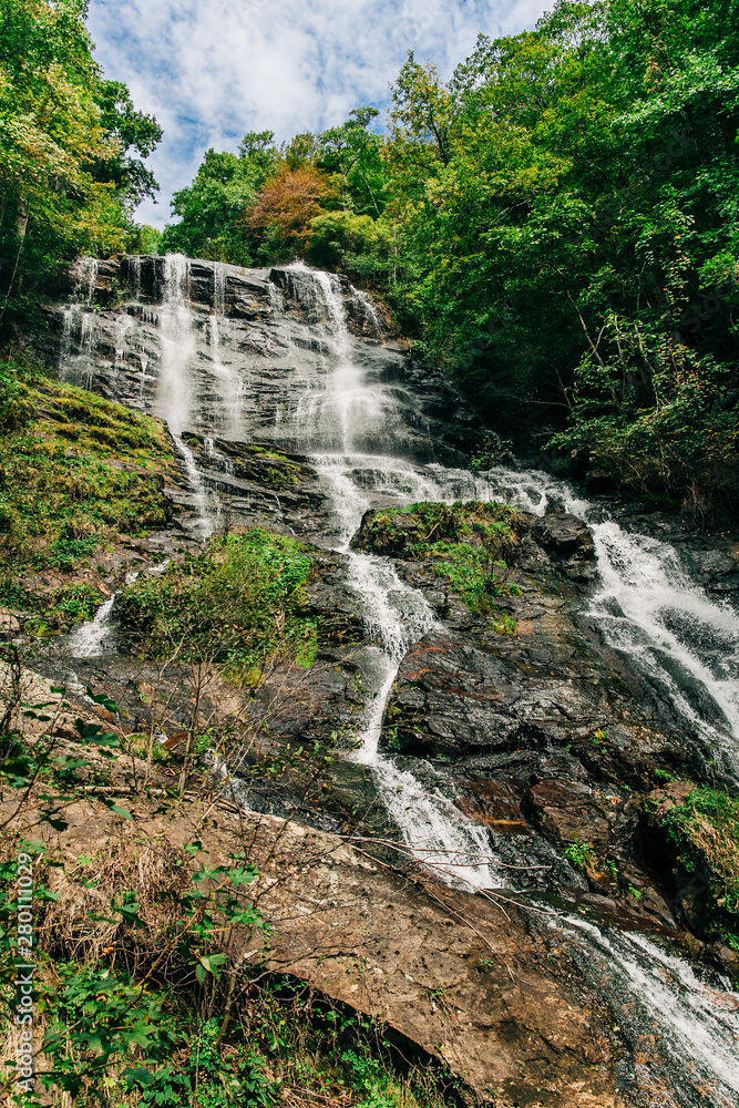 Obraz premium water flowing from a secluded waterfall in the north Georgia Mountains