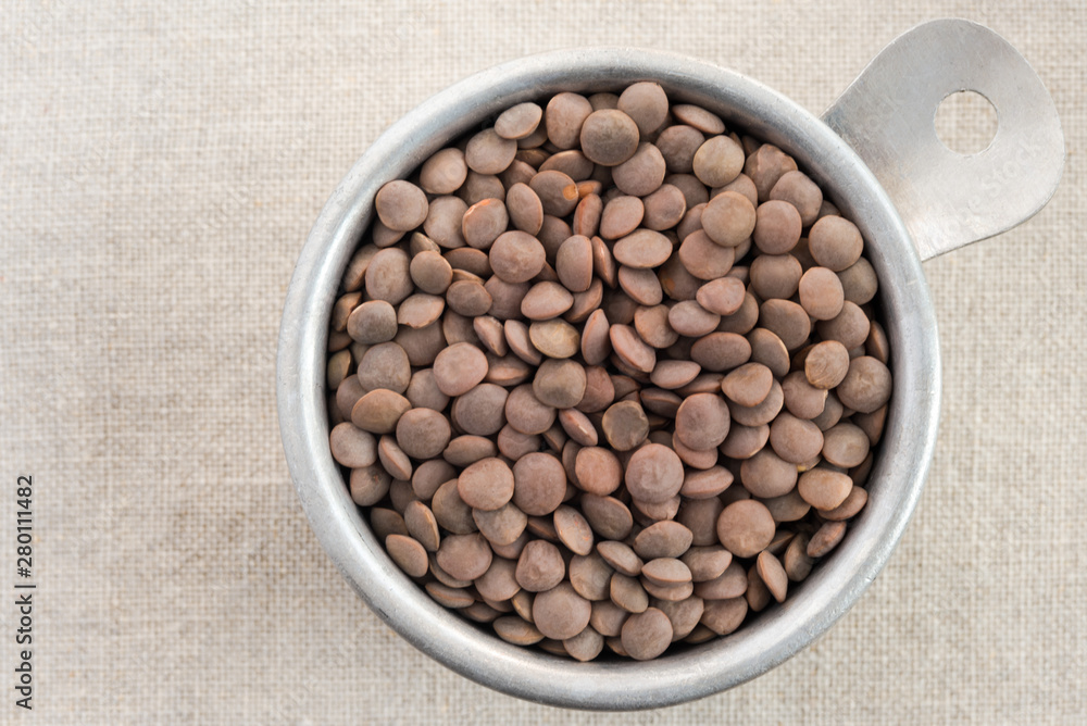 Brown Lentils in a Measuring Cup Brown Lentils in a Measuring Cup
