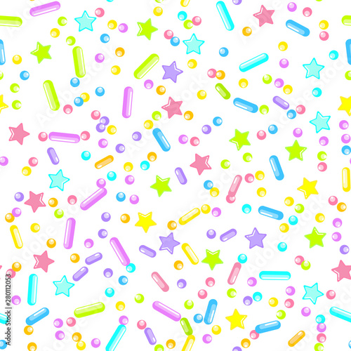 Sprinkle Cupcake Donut Topping. Seamless Pattern 