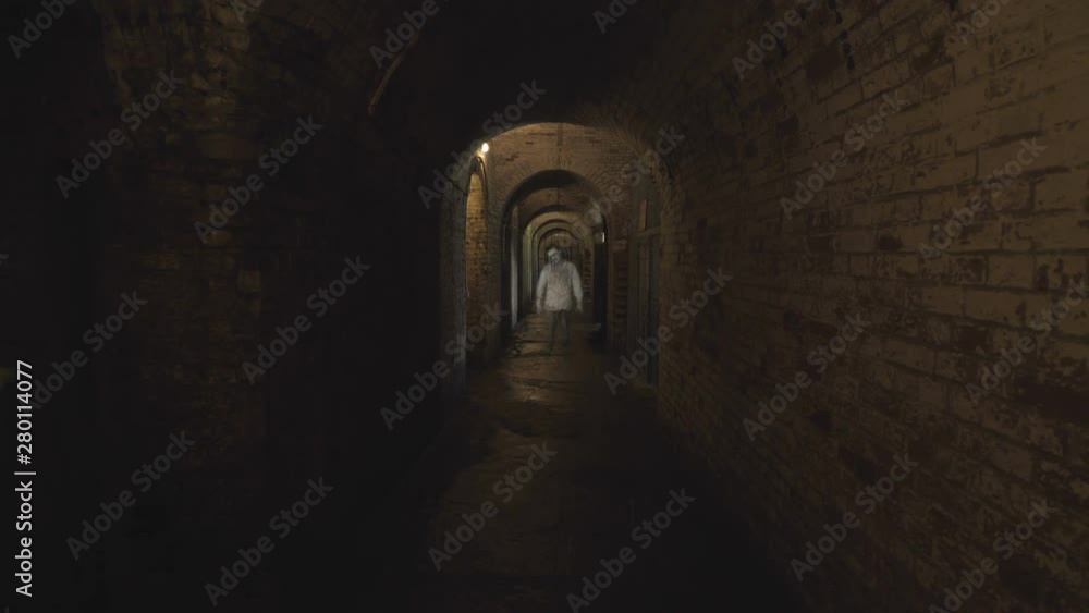 A ghost of a man wanders through the gloomy corridors of old dungeons. A ghost of a man wanders through the gloomy corridors of old dungeons.