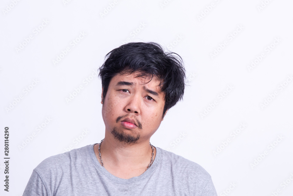 Portrait Young Asian man get stress wih problem and headached Portrait Young Asian man get stress wih problem and headached