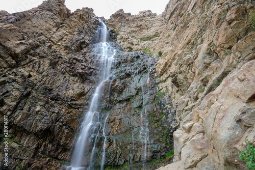 Looking up at Waterfall Canyon near Ogden, Utah during summer time
