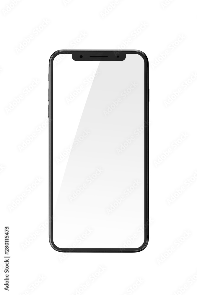 smart phone with white screen isolated white. smart phone with white screen isolated white.