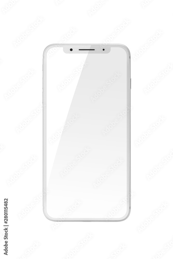 smart phone with white screen isolated white. smart phone with white screen isolated white.