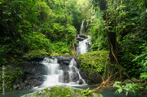 Fototapeta Naklejka Na Ścianę i Meble -  A beautiful waterfall and stream in rainy season inThailand.