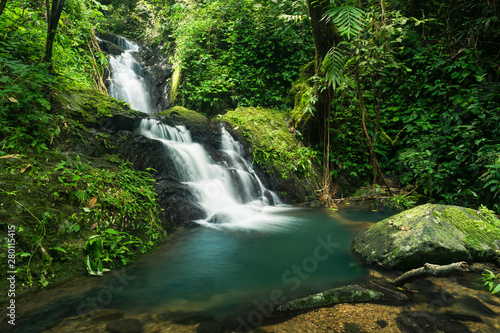 A beautiful waterfall and stream in rainy season inThailand.