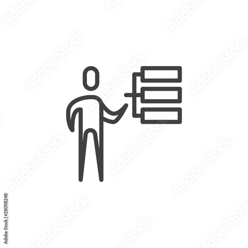 Employee skills line icon. Task planning linear style sign for mobile concept and web design. Business management outline vector icon. Symbol, logo illustration. Vector graphics