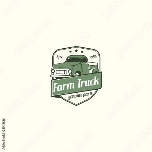 Retro truck logo tenplate vector. Farm truck logo