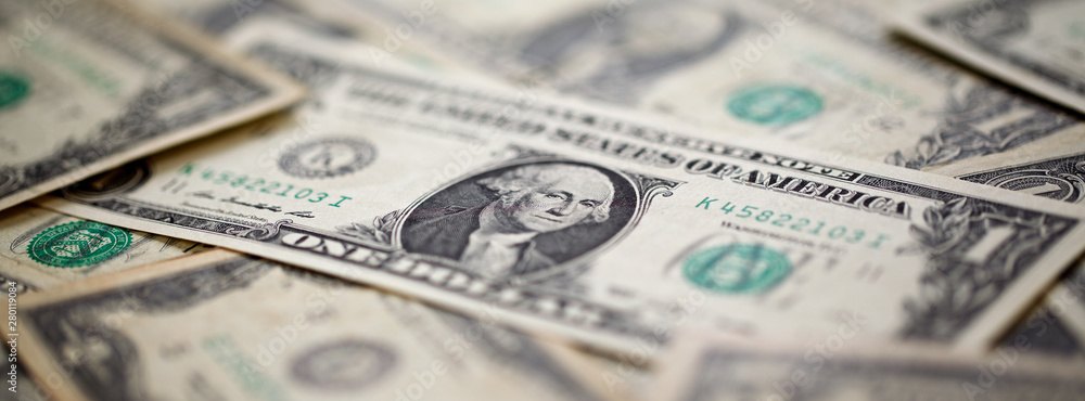U.S. dollar, American dollar bank notes for business, finance banner concept background, selective focus with shallow depth of field U.S. dollar, American dollar bank notes for business, finance banner concept background, selective focus with shallow depth of field