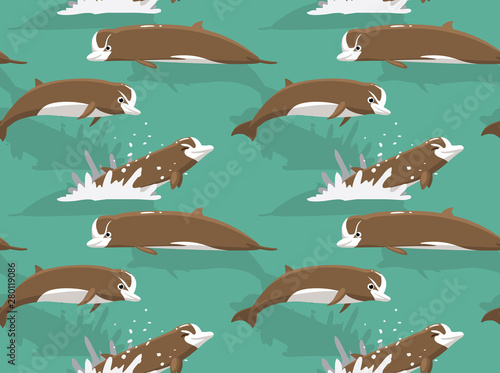 Northern Bottlenose Dolphin Cartoon Background Seamless Wallpaper