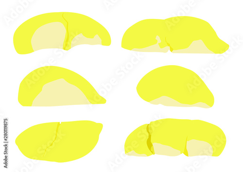 durian fruit colour yellow and ripe durian piece on white background illustration vector 