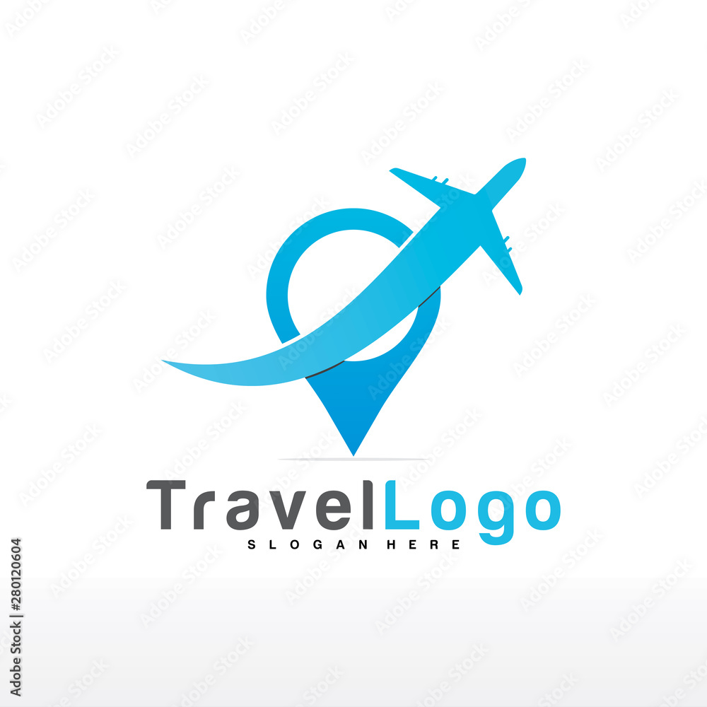 Map Location Air Travel Logo Design template