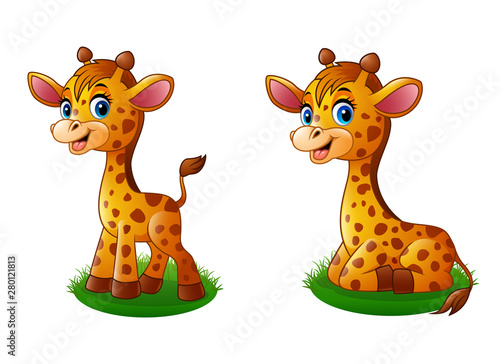 Cartoon baby giraffe collections set
