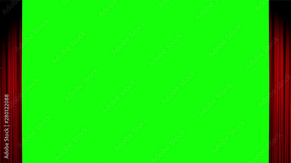 Red curtain opening Both Ends with green screen Red curtain opening Both Ends with green screen