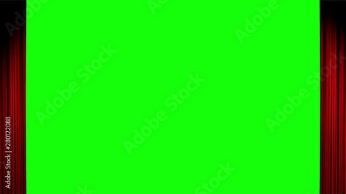 Red curtain opening Both Ends with green screen