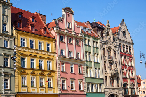 Colorful houses at the market square in Wroclaw, Poland