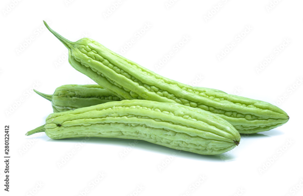 Bitter melon or Bitter gourd on white background Bitter melon or Bitter gourd on white background