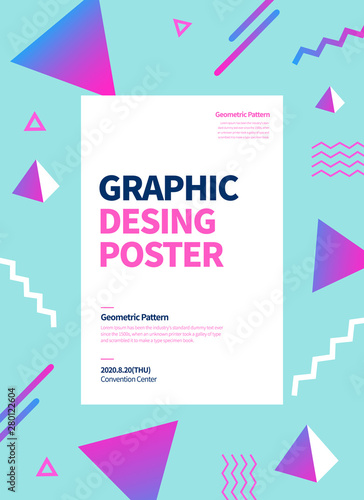 flat geometric pattern poster. graphic vector background. 