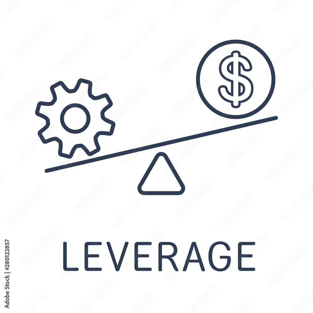 Leverage At Dollar. Financial Technology. Vector Linear Icon, On White  Background. เวกเตอร์สต็อก | Adobe Stock