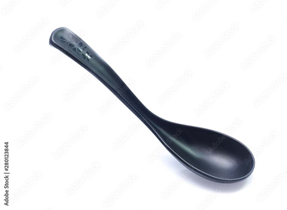 plastic black spoon, isolated on white background plastic black spoon, isolated on white background