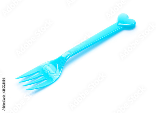 plastic  fork  spoon isolated on white backgruond