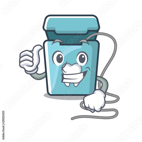 Thumbs up dental floss in the cartoon shape