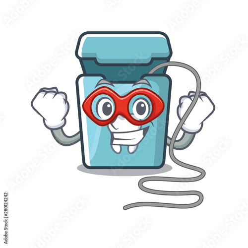 Super hero dental floss in the cartoon shape