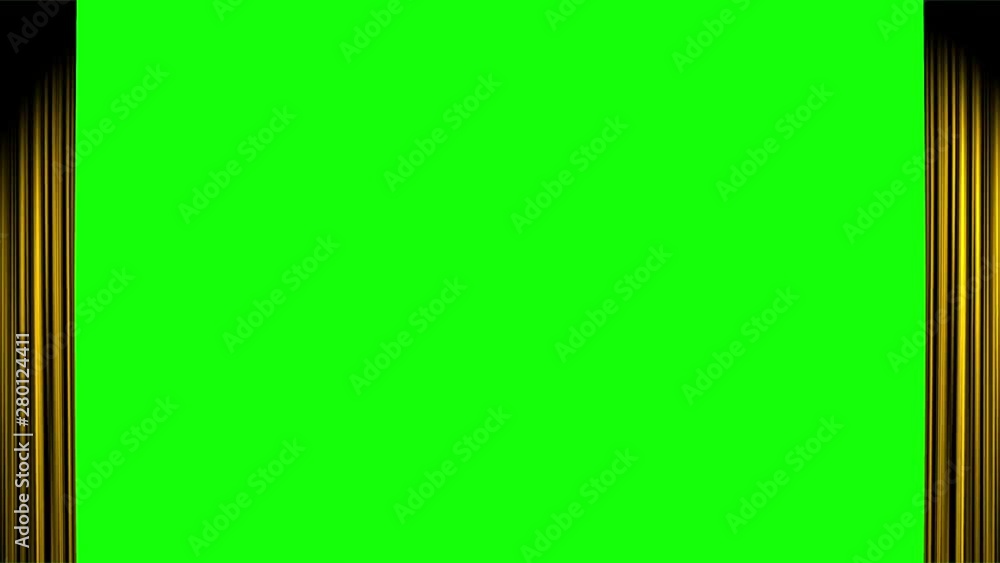 Gold curtain opening Both Ends with green screen Gold curtain opening Both Ends with green screen