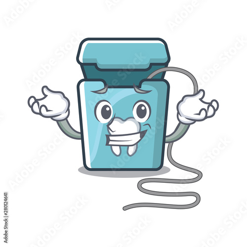 Grinning dental floss in the cartoon shape