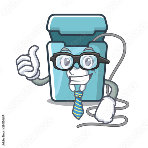 Businessman dental floss in the cartoon shape
