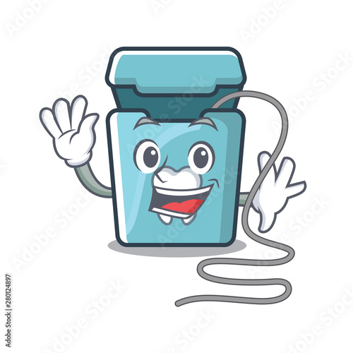 Waving dental floss in the cartoon shape