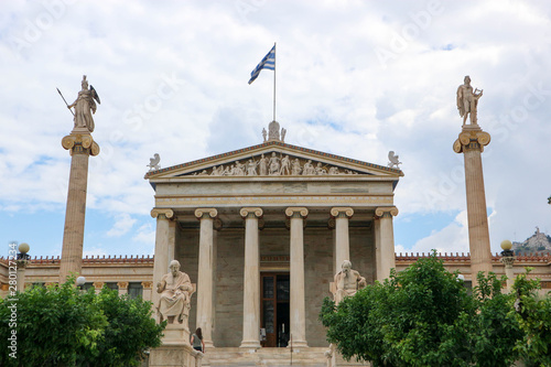 view to beautiful and monumental neoclassical building of The Academy of Athens greece