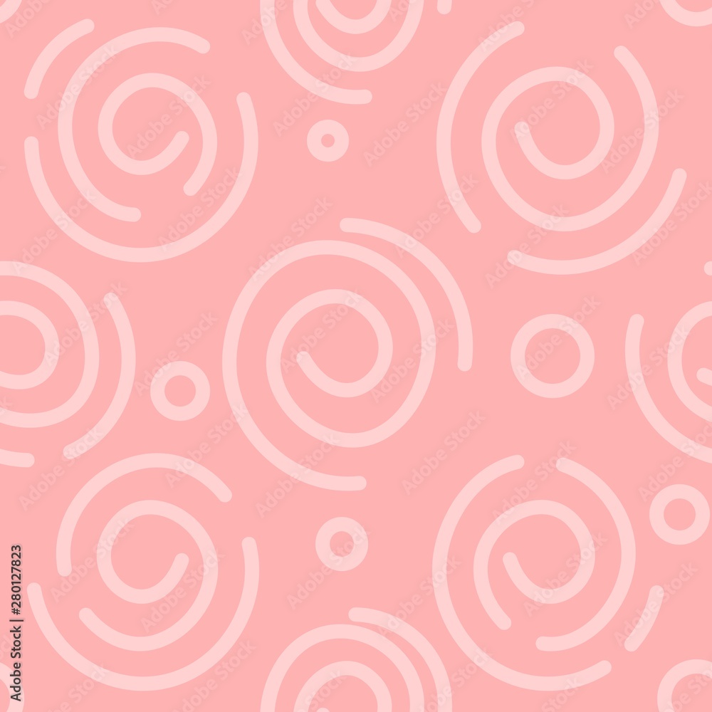 Abstract white and light pink spiral background. Vector seamless pattern. Simple design. Seamless vector texture. Paper art design. Geometric print. Space background. Pattern in vintage style