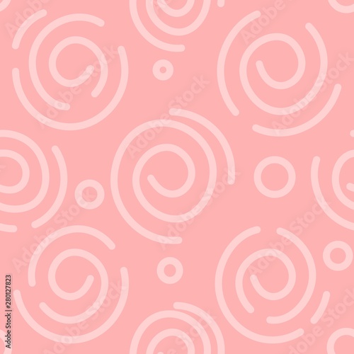 Abstract white and light pink spiral background. Vector seamless pattern. Simple design. Seamless vector texture. Paper art design. Geometric print. Space background. Pattern in vintage style