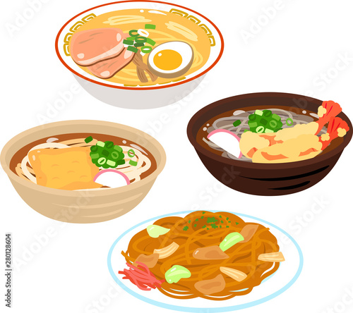 日本の麺料理のセット