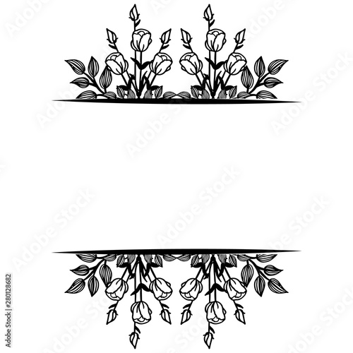 Wallpaper greeting card, ornament elegant with drawing of flower frame. Vector