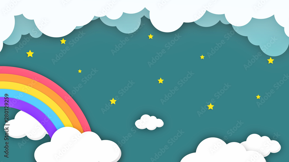 Abstract kawaii Colorful Sky rainbow background. Soft gradient pastel Comic graphic. Concept for children and kindergartens or presentation