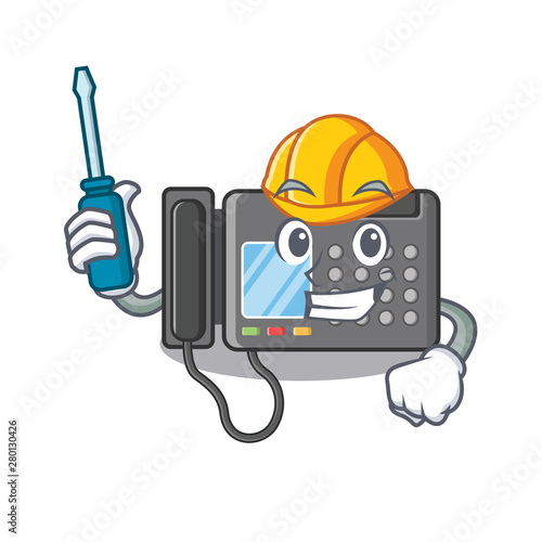 Automotive fax machine stuck the cartoon wall