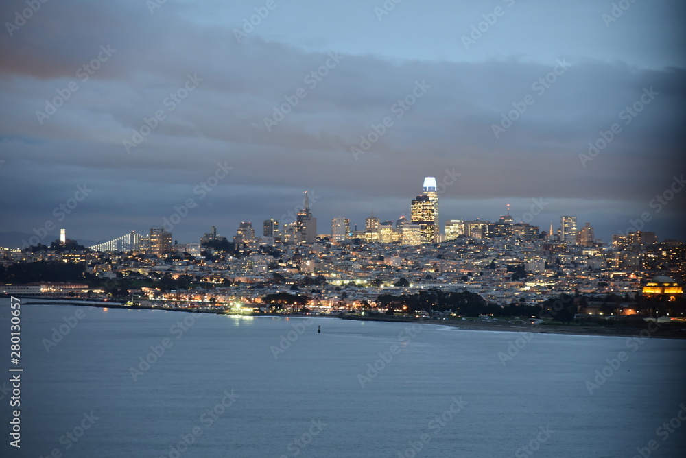San Francisco California Sunset Skyline