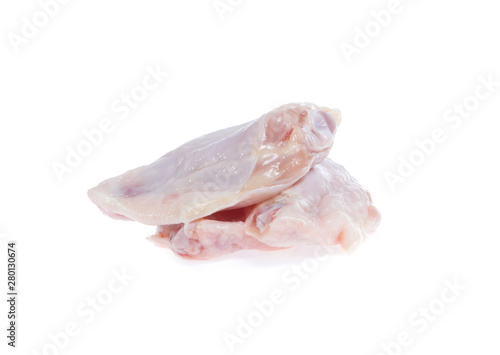 Raw chicken  on cutting board on white background © Poramet