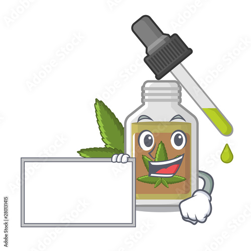 With board hemp oil in the character bottle
