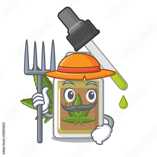 Farmer hemp oil in the character bottle